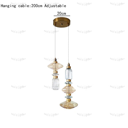 Creative Design Trendy Modern Glass Lamp Modern Home Decor Living Room Pendant Lights LED Foyer Hanging Lamp Long Table Lustre