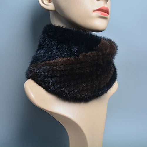 Winter Ring Scarf Women Real Fur Mink Warm Fashion Female Loop Mink Scarves 2026 For Women Knitted Ring Scarfs