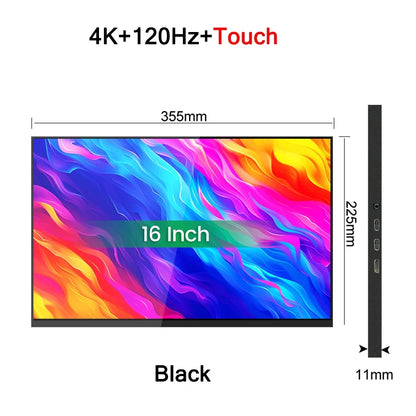 16 Inch 4K 120Hz Touchscreen Portable Monitor 100%DCI-P3 500Nit 16:10 HDR FreeSync Screen Game Display For PC XBox PS4/5 Switch
