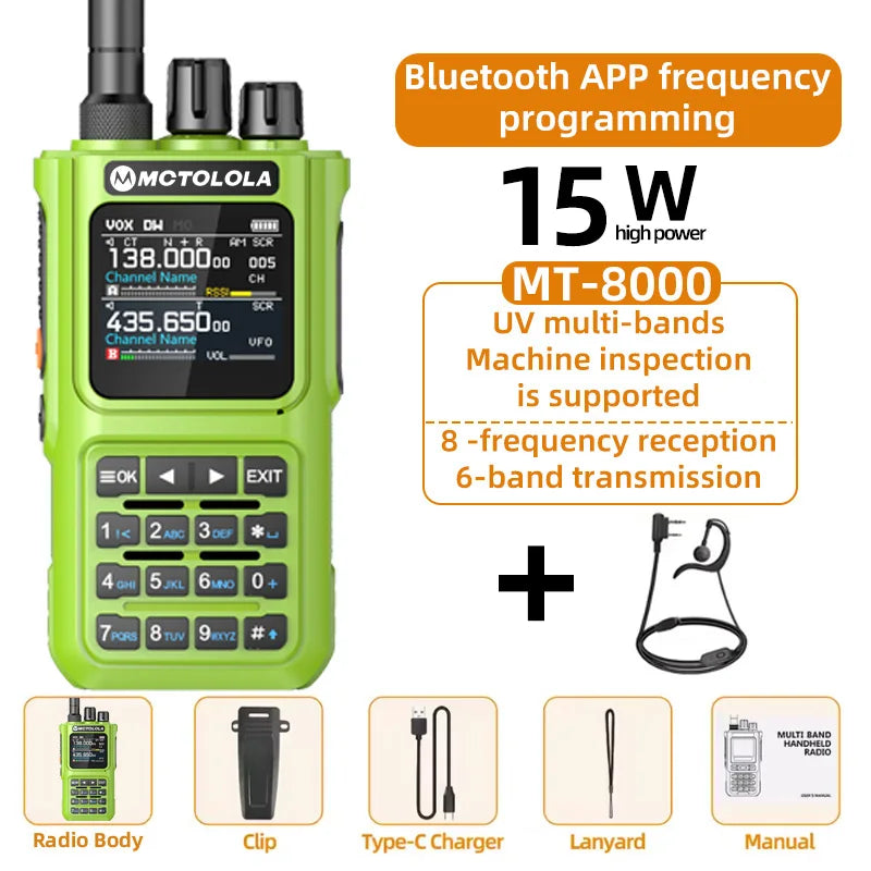 MOTOLOLA 15W Portable Handheld Walkie Talkie 6 Band Transmission Reception Bluetooth Program Flashing Noise Reduction AM FM