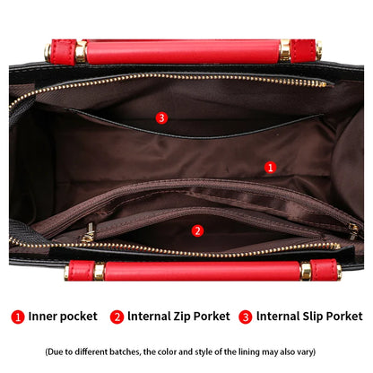 2026 New Large Capacity Contrast Letter Printed Women's Handbag High end Cowhide Mom's Bag