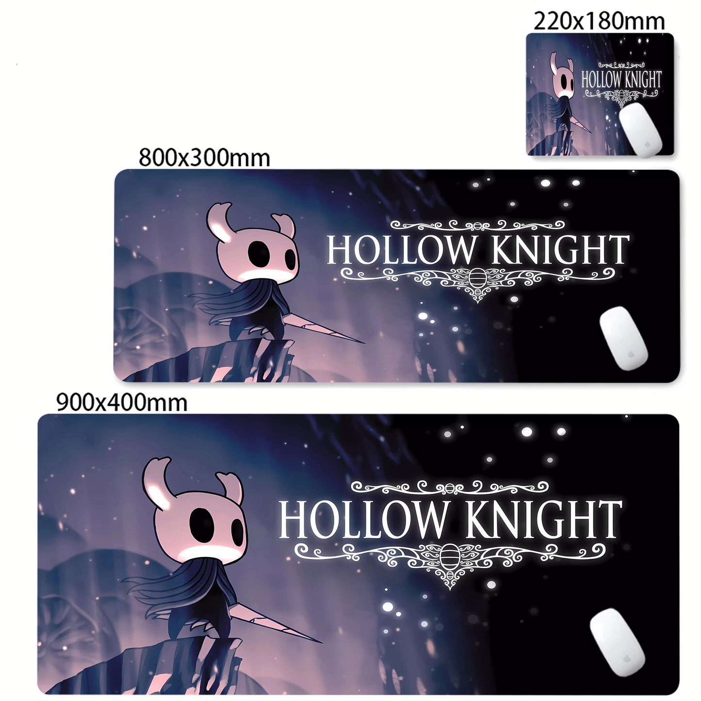 Gaming Mouse Pad Black And White Rubber Office Computer Mouse Mat Hollow Knight Anime Big Mousepad Gamers Desk Keyboard Mats