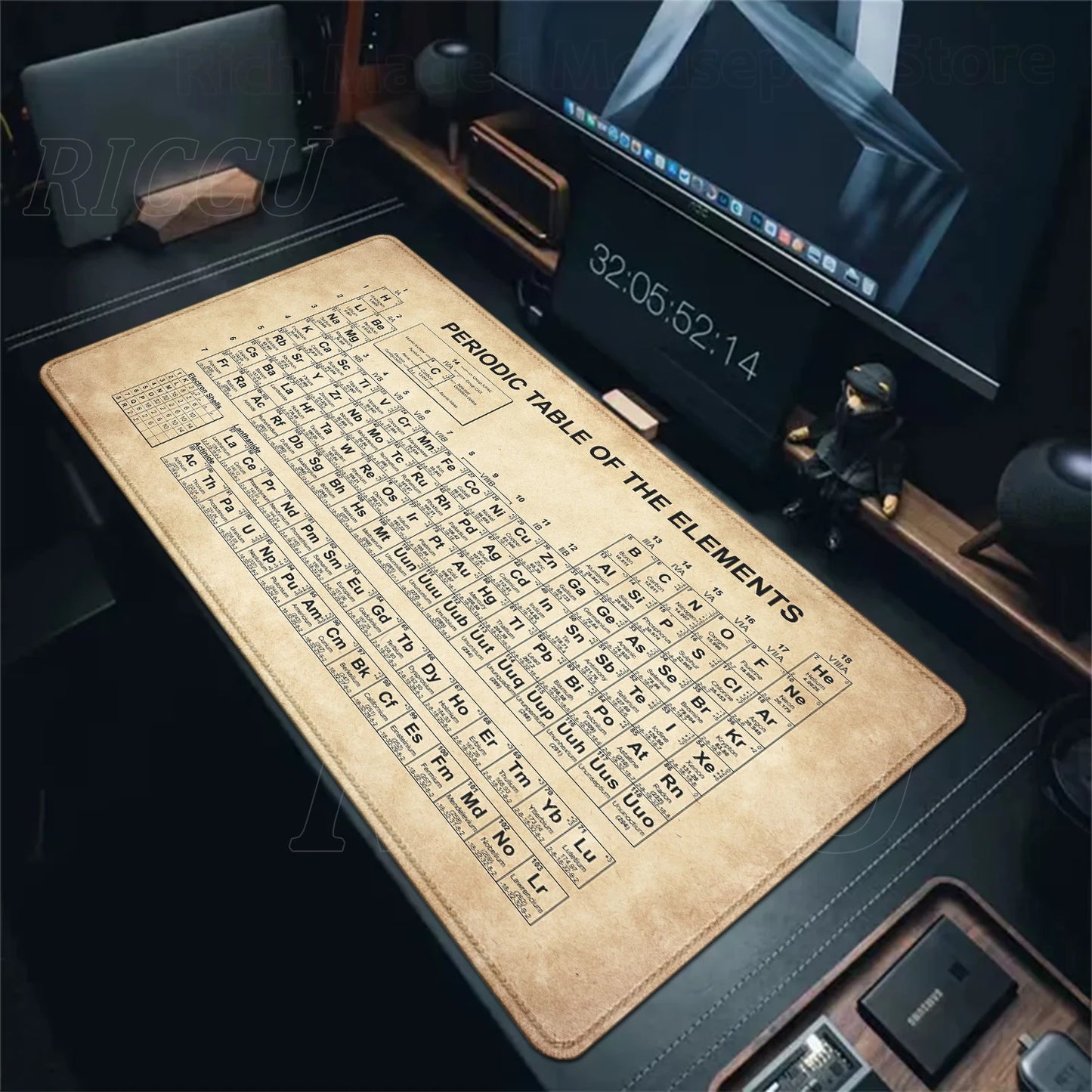 Periodic Table of Elements Mouse Pad Large Gaming Keyboard Mousepad with Stitched Edge Non-Slip Rubber Base Office PC Desk Mat