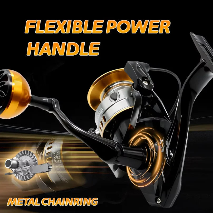 Rooblinos HE Spinning Reels Ultralight Metal 5.2:1 Gear Ratio 1000-7000 Saltwater Or Freshwater Big Max Drag Fishing Reels
