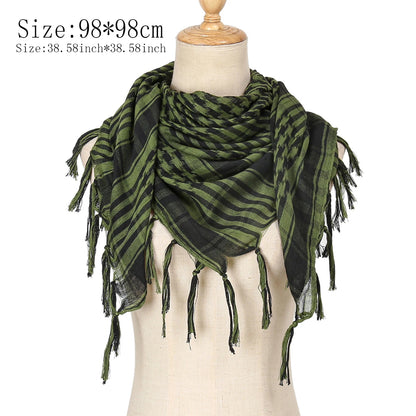 2024 New Plaid Hijab Scarf for Men and Women Arab Desert Headscarf Soft Tactical Hiking Scarves Unisex Turban Military Shawl