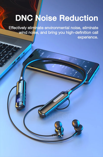 EARDECO Bluetooth Headphone Bass Wireless Headphones with Microphone Neckband Earphones with Sports Chip Steps Calorie Stopwatch