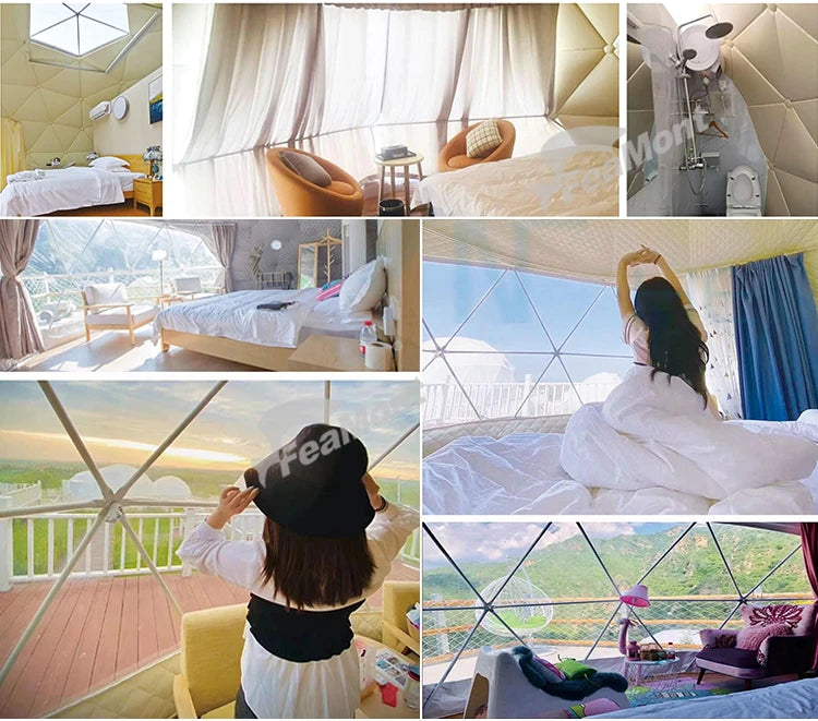 【Best-selling】FEAMONT Roof Pvc Heated Eco Prefab Transparent Geodesic Dome Hotel Glamping Tent House Desert Round Dome Tent For