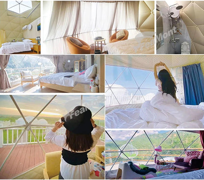 【Best-selling】FEAMONT Roof Pvc Heated Eco Prefab Transparent Geodesic Dome Hotel Glamping Tent House Desert Round Dome Tent For