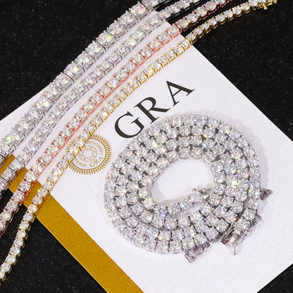 2-6mm D VVS1 Moissanite Tennis Necklace 925 Sterling Silver Necklaces Shining for Women Man Wedding Jewelry Gift Fast Shipping