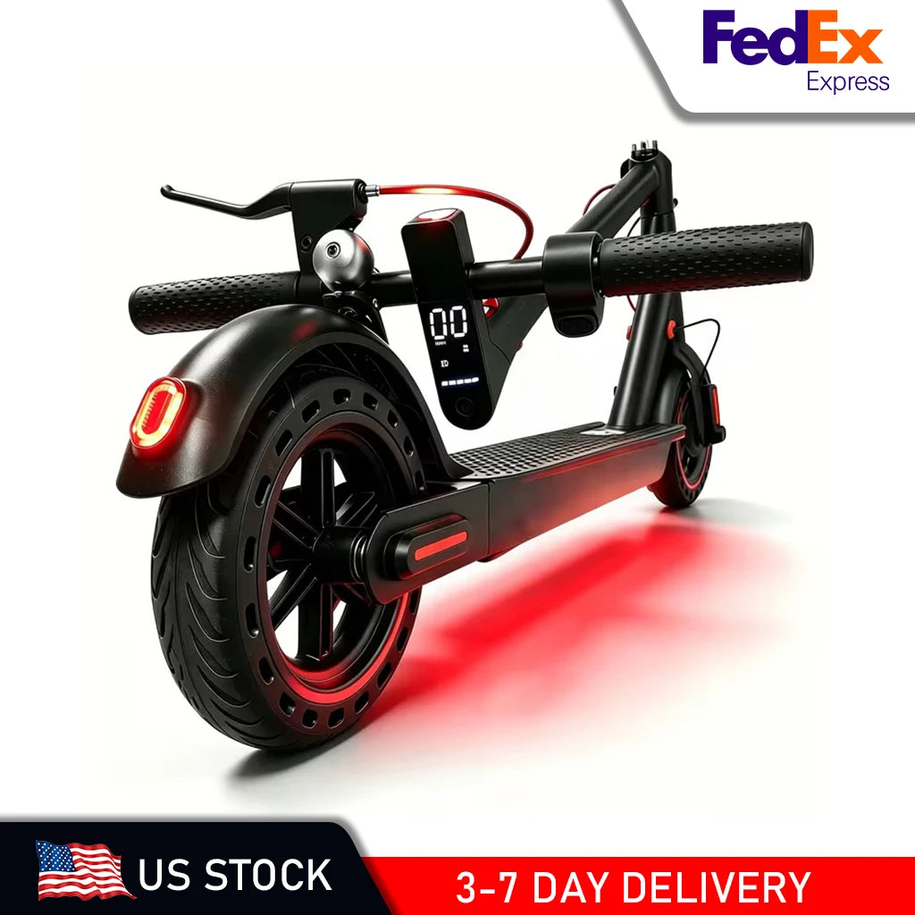 350W Motor E-Scooter 19MPH Max Speed 18 Miles Range Foldable Electric Scooter 8.5" Solid Tires APP Control Dual LED Lights Uphill