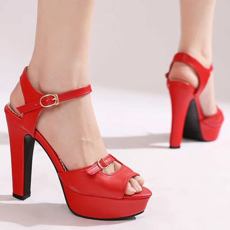 Fashion High Heels Summer Shoes For Women Sandals Platform 2026 Large Size 50 Peep toe Black White Red Yellow Wedding Shoes Lady