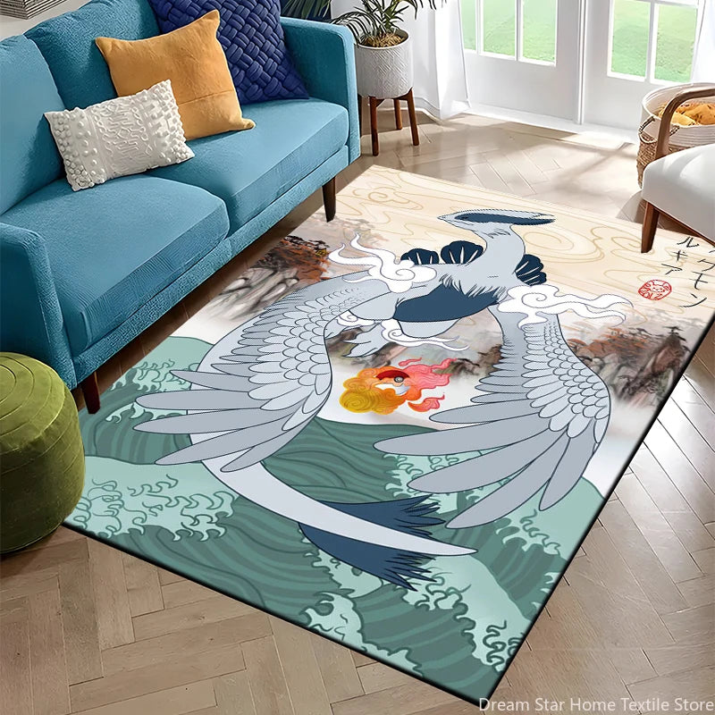 Japanese Anime Pokemon Card Retro Charizard Area Carpet for Living Room Home Decor Sofa Table Rug Anti Slip Chair Floor Mat Gift