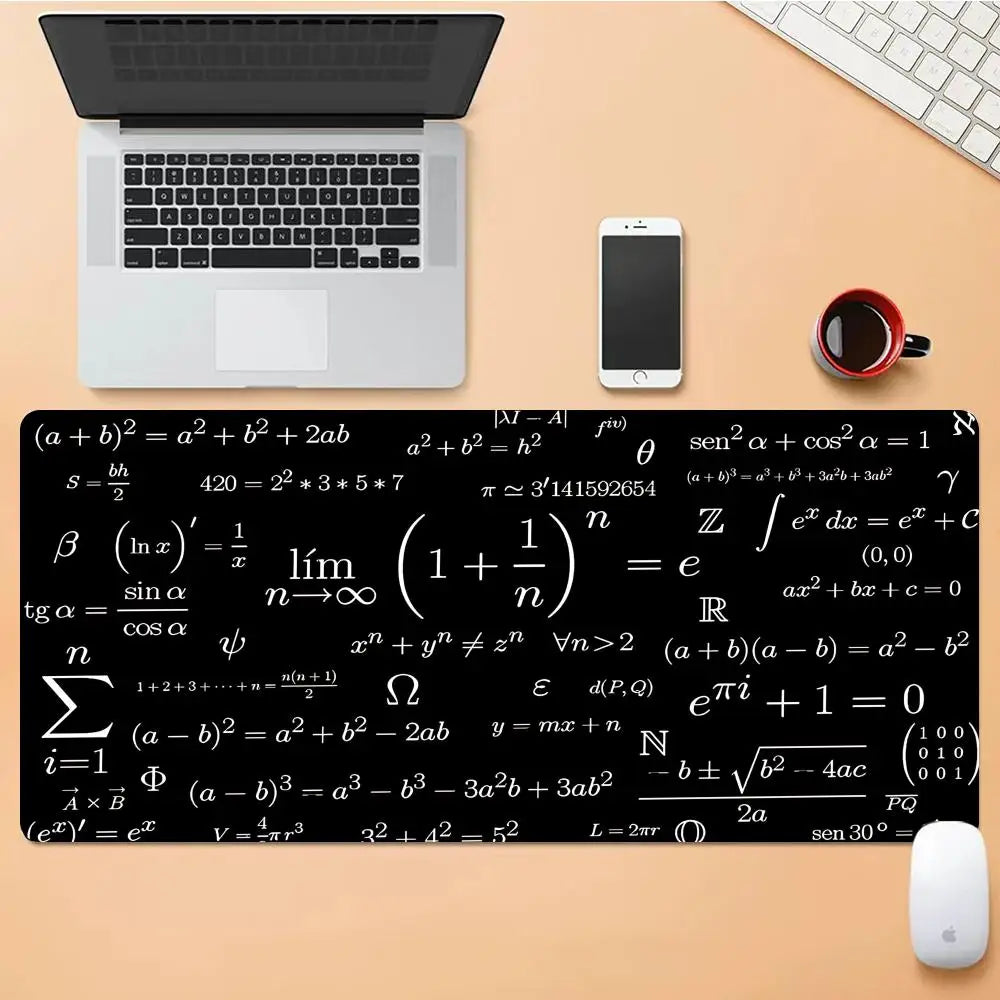 Math Formulas Mouse Pad Large Rubber Base Anti-slip PC Desk Accessories for Offices and Gamer Keyboard Mats Decor Mat HYBXXC