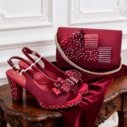 Italian Wedding Matching Shoes and Bags Decorated with Rhinestone African Shoes and Bags Matching Set Ladies Shoes Luxury