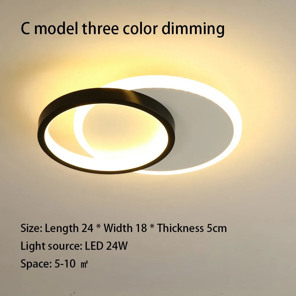 Modern 3 Color Temperature LED Ceiling Lamp Baked Enamel Many Styles Hallway Lamps Balcony Lights Bedroom Living Room 90V-260V