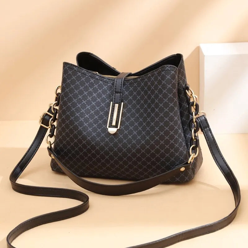 New Fashion Bucket Women Luxury Design Shoulder Bag Large Capacity Ladies PU Leather Crossbody Bag