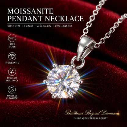 Sparkling 0.5-2.0ct VVS1 D Color Moissanite Necklace S925 Sterling Sliver Chain With Certificate 18K Gold Plated Fine Jewelry