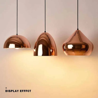 Nordic Rose Gold Pendant Lights Plated Metal Hanging Lamp Fixtures Dining Room Kitchen Island Bar Cafe Indoor Decor Lighting E27
