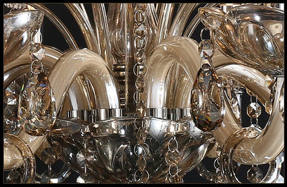 New Modern Candle Cognac Color Crystal Chandelier Living Room Large Light Atmosphere Restaurant Bedroom Lobby Hotel Hanging Lamp
