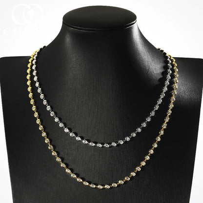 COSYA 3mm All Round Moissanite Tennis Necklace for Women 100% S925 Silver Plated 18K Gold Bubble Certified Party Fine Jewelry