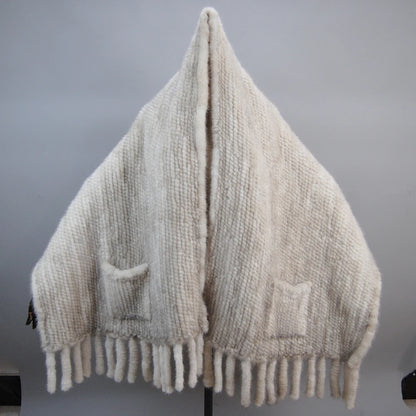 Hot Sale Women Winter Knitted Real Mink Fur Scarf Shawl Natural Warm Mink Fur Pashmina Lady Long Style 100% Genuine Fur Scarves