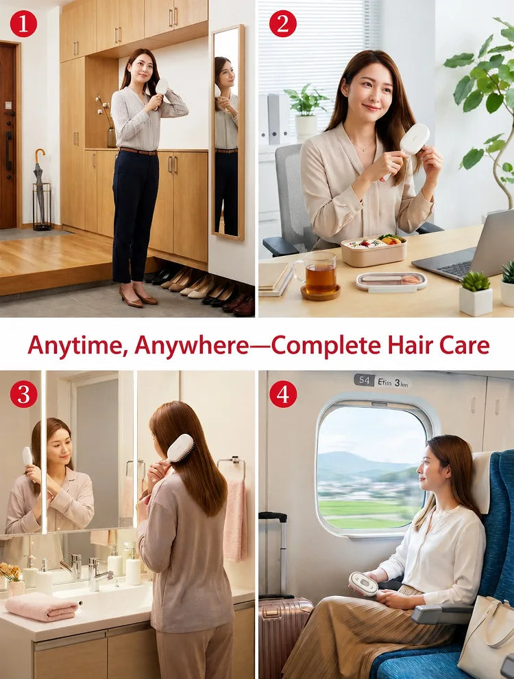 Electric Spray Hair Brush Leave-In Essential Oil Hair Care Red Light Comb Scalp Massage Reduce Frizz Smoothing Air Cushion Comb