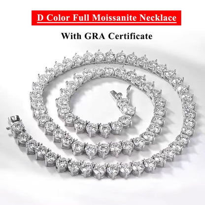 Serenity Three-claw D Color Moissanite Tennis Necklace For Women Man 100% S925 Sterling Silver Sparkling Lab Diamond Neck Chain