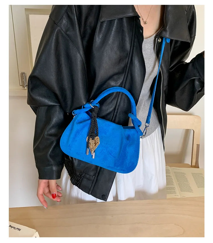 Small Suede Fashion Leather Shoulder Bags for Women 2025 Luxury Designer Brand Trend Crossbody Bag Females Short Handle Handbags