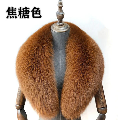 Fox Fur Collar 100% Real Fox Fur Scarf Winter Women Natural Fur Gray Collar Large Size Neck Warmer Fur Scarf Shawls