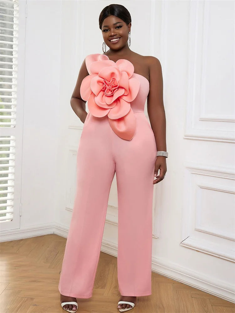 Wmstar Women Jumpsuit Flowers Single Sleeved Luxry African Romper New in Summer Fashion Street Wear Wholesale Dropshipping 2025