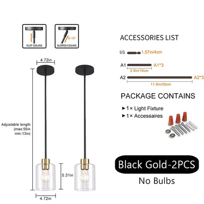 Modern Industrial Pendant Lamp Glass Hanging Adjustable Height Kitchen Dining Room Bedroom Bedside Bathroom Decor Lights