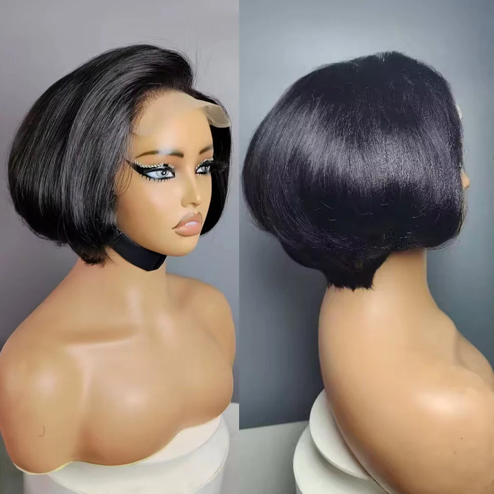 350 Density Human Hair Glueless Wigs 100% Human Hair Straight 4×4 High Density Wig Lace Frontal Wigs Pre Plucked Can Be Restyle