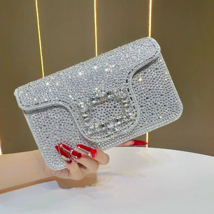 New Ladies Luxury Crystals Evening Bags Sparkling Diamond Dinner Party Dress Bags Metal Chain Wedding Clutch Purses and Handbags