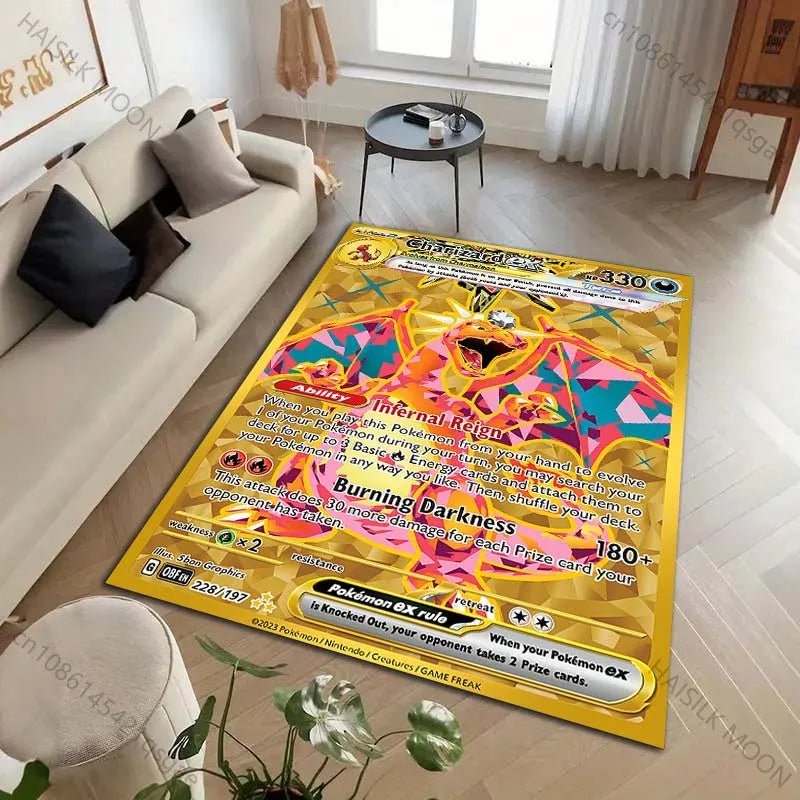 1PC Pokémon Card Charizard Squirtle Print Carpet for Living Room Bedroom Kid's Room Home Decor Area Rug Sofa Cloakroom Mat