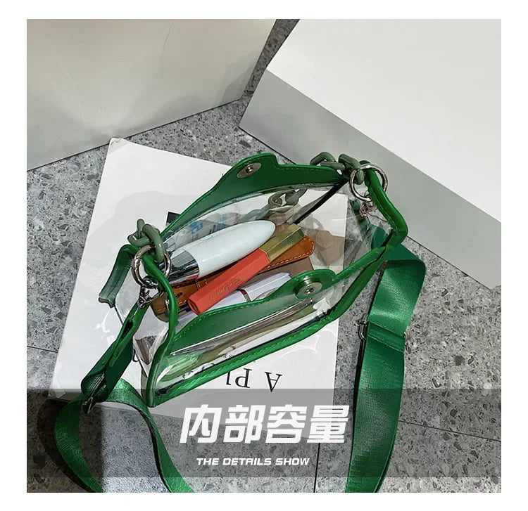 Clear Crossbody Bag for Women PVC Transparent Single Shoulder Chain Portable Messenger Bags Small Square  Satchel Bag Girls Gift