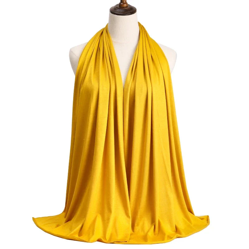 Womens Muslim Ramadan Fashion Modal Cotton Jersey Hijab Womens High Quality Solid Color Soft Hijab Long African Scarf