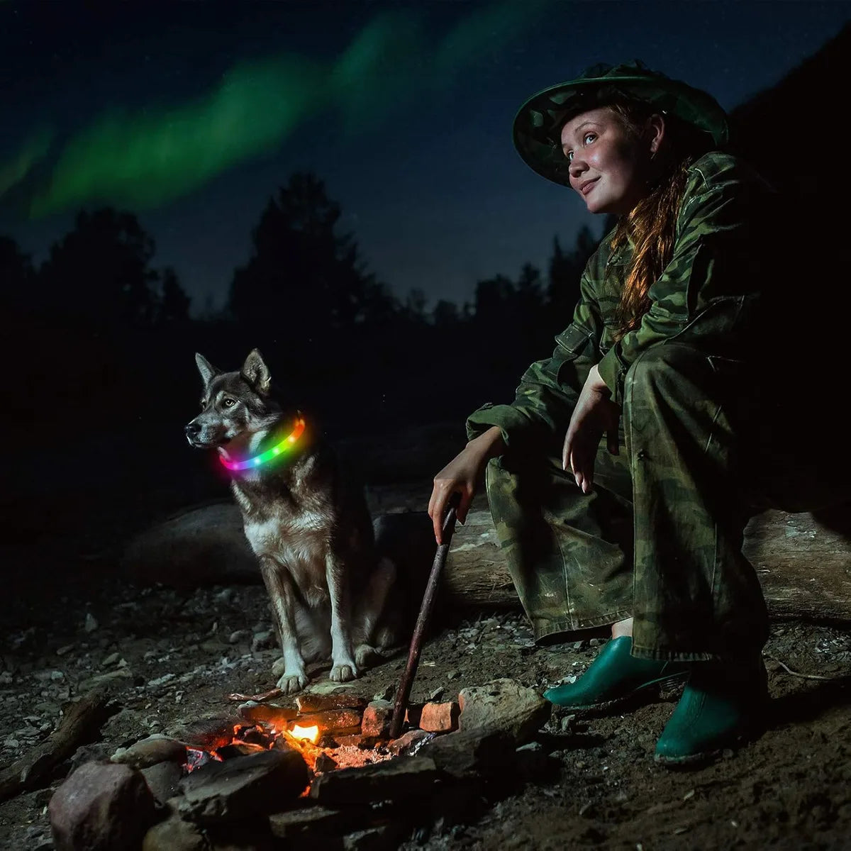 Adjustable USB Rechargeable LED Dog Collar - Multi-Color, 4 Flashing Modes, Cut-To-Fit Design for Nighttime Safety & Visibility