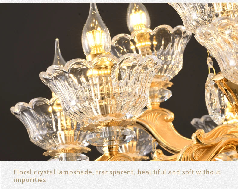 European Style Pendant Lamp Living Room Lamp Crystal Luxurious Atmosphere French Style Restaurant Lamp Duplex Building Lights