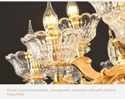 European Style Pendant Lamp Living Room Lamp Crystal Luxurious Atmosphere French Style Restaurant Lamp Duplex Building Lights