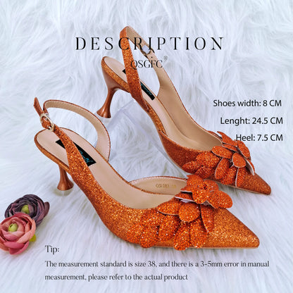 African Fashion Green Ladies Matching Shoes and Bags Nigerian Best Sell Women's Pointed Toe High Heels Commuter Wearable