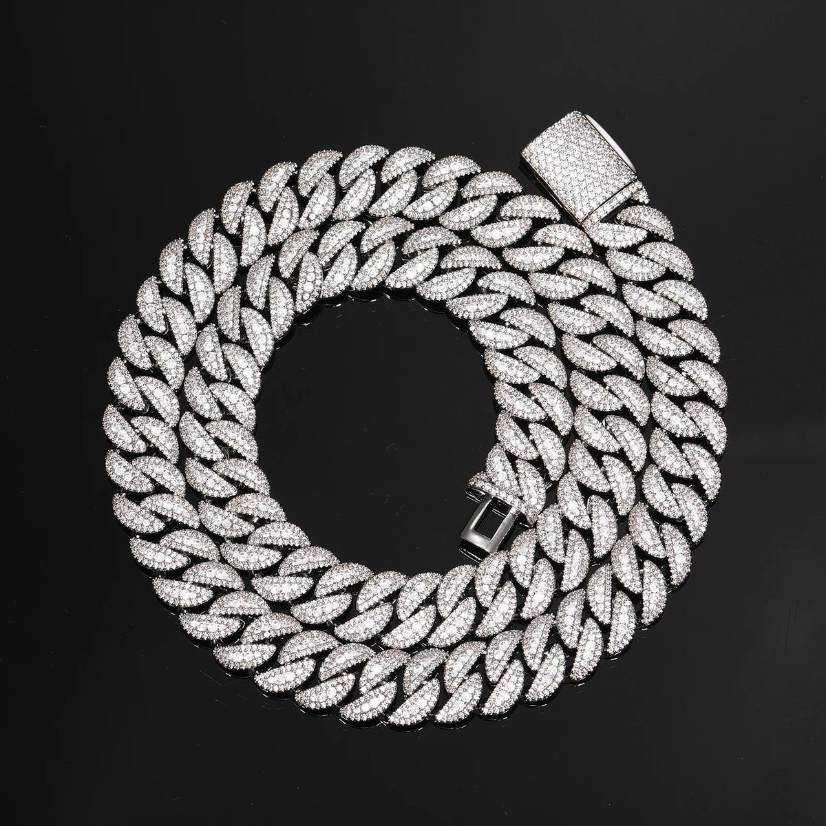 Stylish birthday gift choice for couples, 14mm Bubble Full Diamond Necklace; artificial diamonds firmly fixed on PT950 Platinum