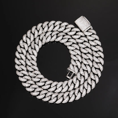 Stylish birthday gift choice for couples, 14mm Bubble Full Diamond Necklace; artificial diamonds firmly fixed on PT950 Platinum