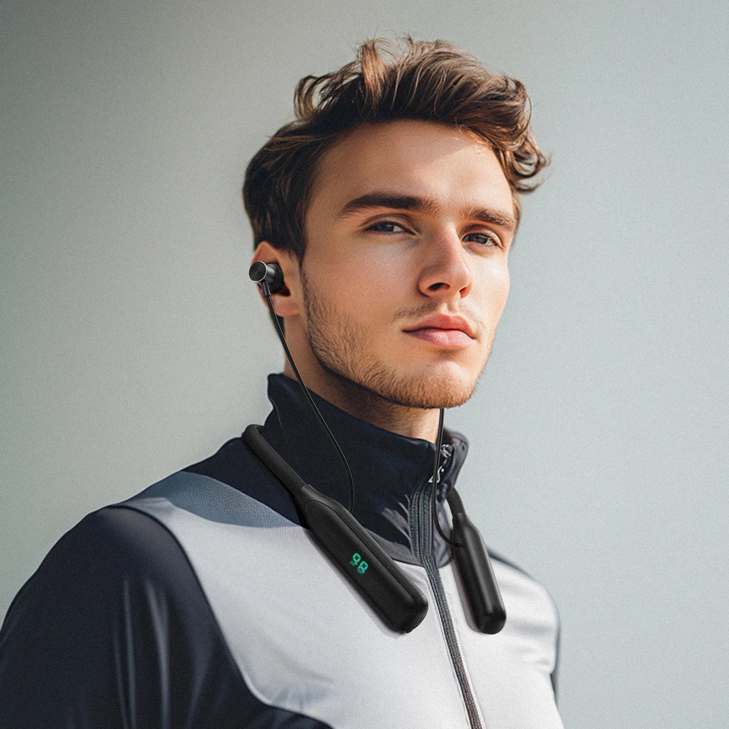 ACEFAST N4 Silicone Neckband Wireless Earphone With LED Digital Display Bluetooth 5.3 Music Sports In Ear Earbuds 800mAh Battery