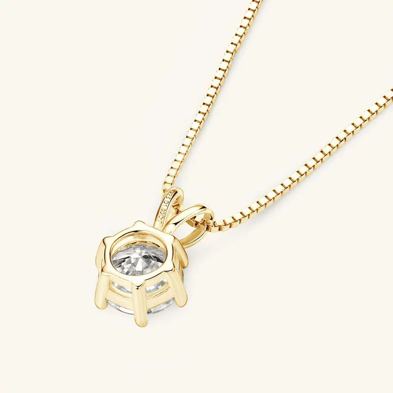 TY 1ct Moissanite Pendant Necklaces S925 Sterling Silver Solitaire Necklace Chains For Women Fine Jewellry Gifts