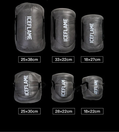 ICE FLAME Camping Mummy Gray Down Sleeping Bag Outdoor Ultralight 10D Unisex Sleeping Bag Traveling Hiking Mountain Climbing