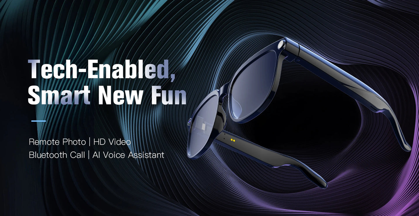 New Smart Glasses 800W HD Pixel Camera Dual Speakers 290mAh Battery Real-time Translation Al Voice Assistant Men Sunglasses