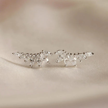 Women's 925 Sterling Silver Ear Needle Crystal Zircon Water Droplets Stud Hoop Gold Huggie Earrings Premium Luxury Party Jewelry