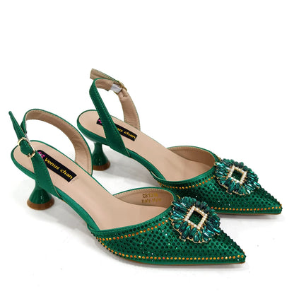 2026 Elegant Nigerian Women's Party Shoes with Medium Heel & Matching Handbag – Pointed Toe Fashion Footwear for Special