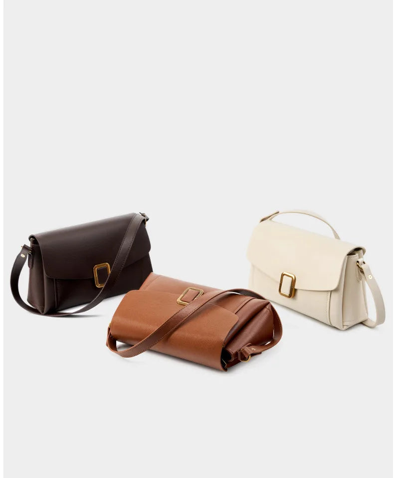 Women's Genuine Grade Cow  Leather Shoulder Crossbody Purse Bag Luxury Designer Ladies Underarm Bag Female Small Square Bag New