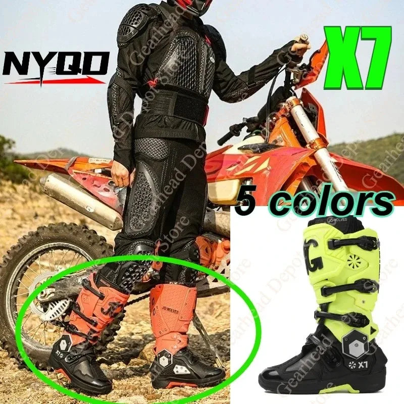 Professional Motocross Mid‑Calf Long High Ankle Off‑Road Racing Boots Moto Rider Protective Shoes Men Woman Motorcycle Boots